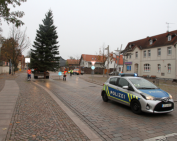 Weihnachtbaum schwebt durch Barleben